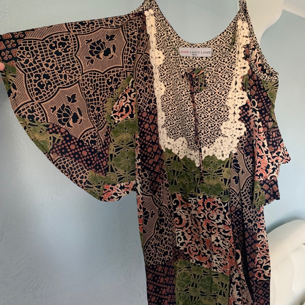 Boho open shoulder Dress